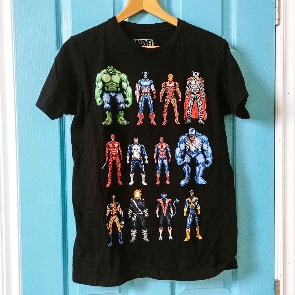 ►2/$15 Deal◄ Marvel Pixel Art Black Graphic T-shirt